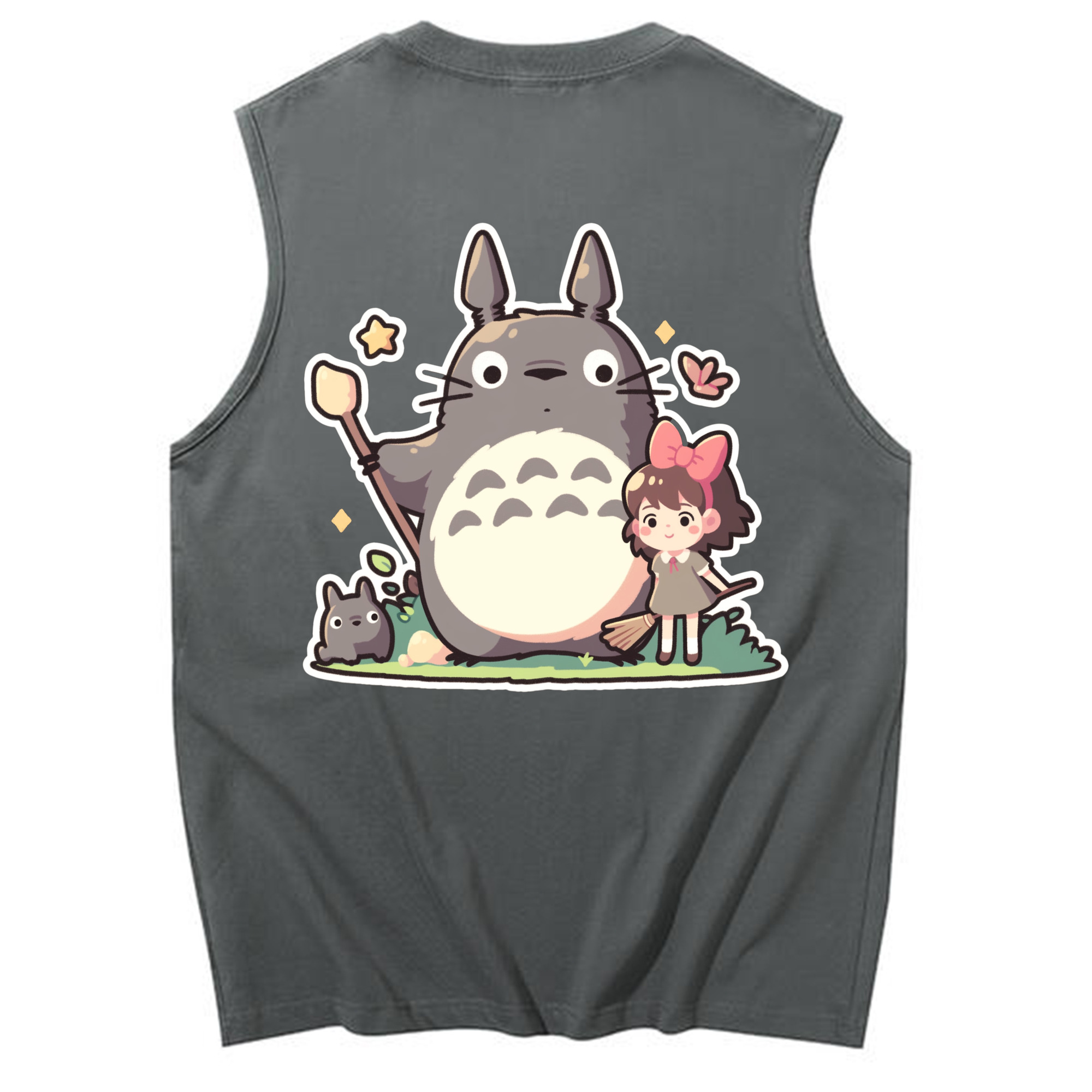 （画像用） となりのトトロ 草壁メイ 草壁サツキ My Neighbor Totoro Satsuki Kusakabe Mei Kusakabe コットン100％タンクトップ（背面プリント）